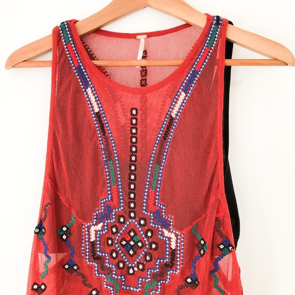 Free People Red Embroidered Maxi Dress - Picture 6 of 14